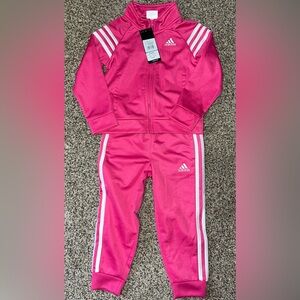 NWT Adidas Hot Pink Tracksuit Set, size 3T